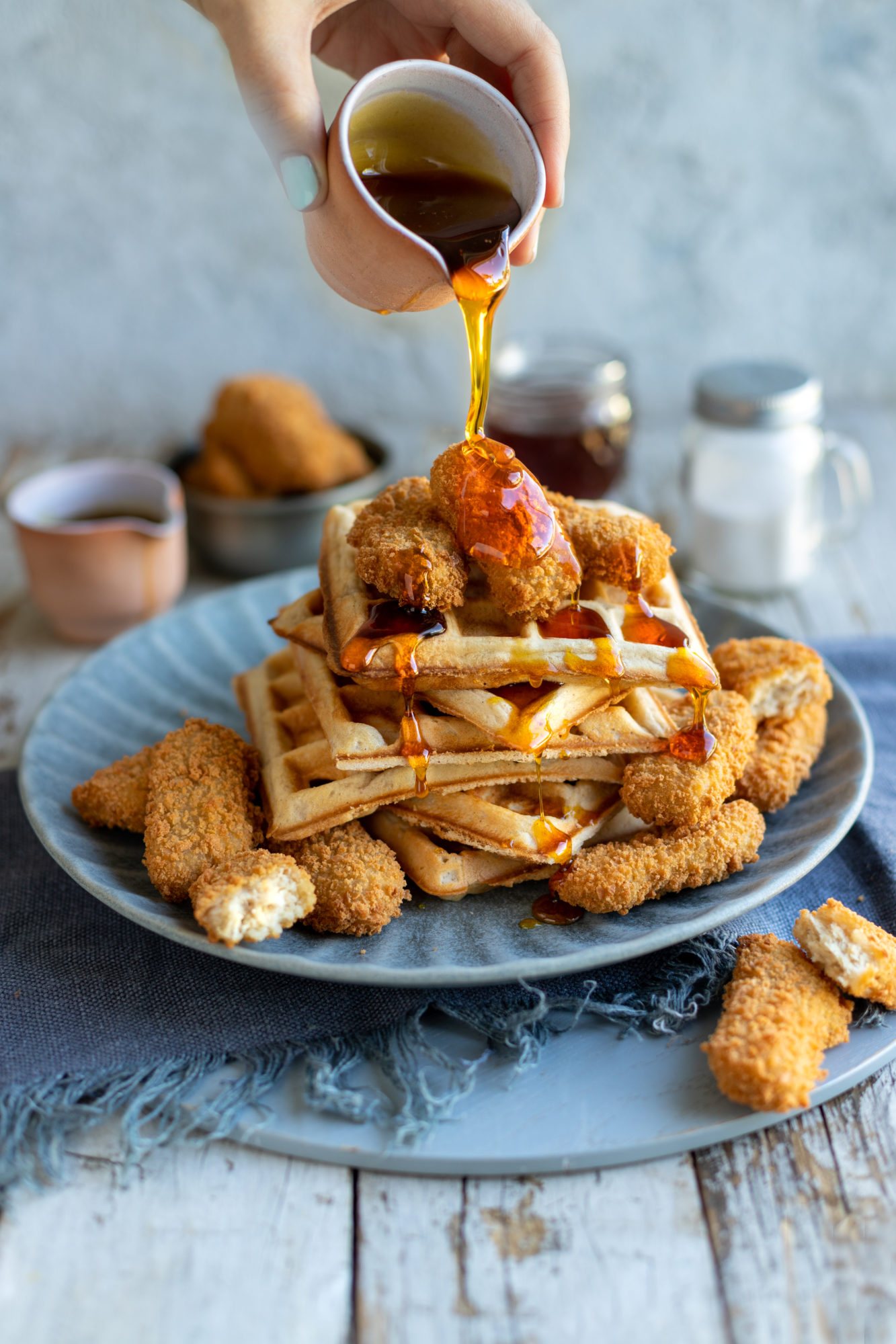 Fry's Chicken-style nuggets with waffles