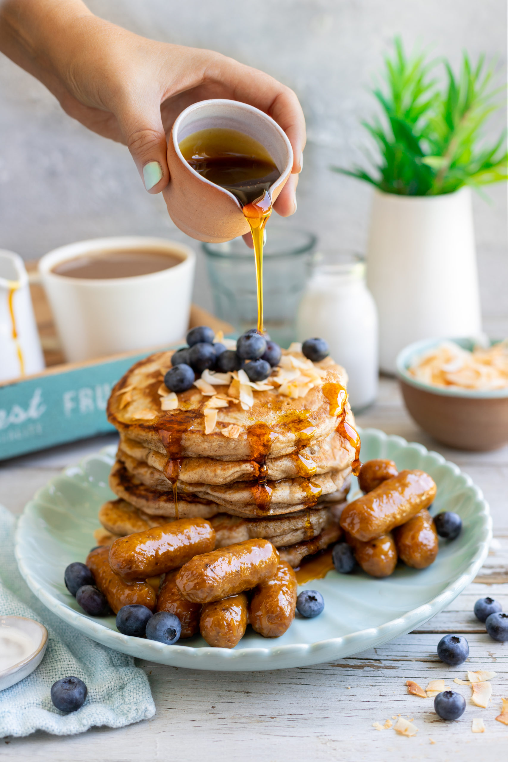 Pancakes with Maple Mustard Breakfast Links