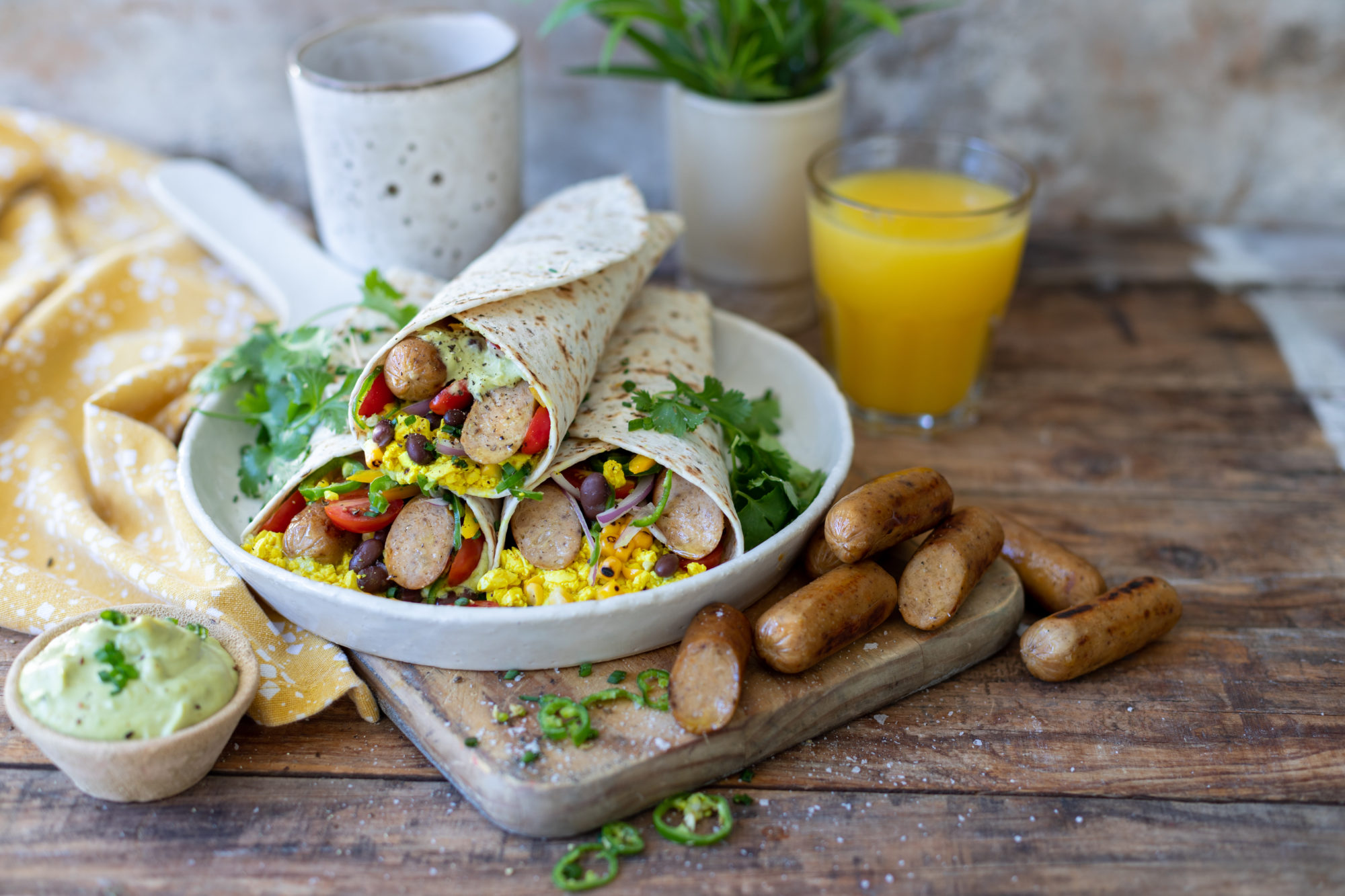Chipotle Mexican Breakfast Wraps with a Cashew Cream Sauce
