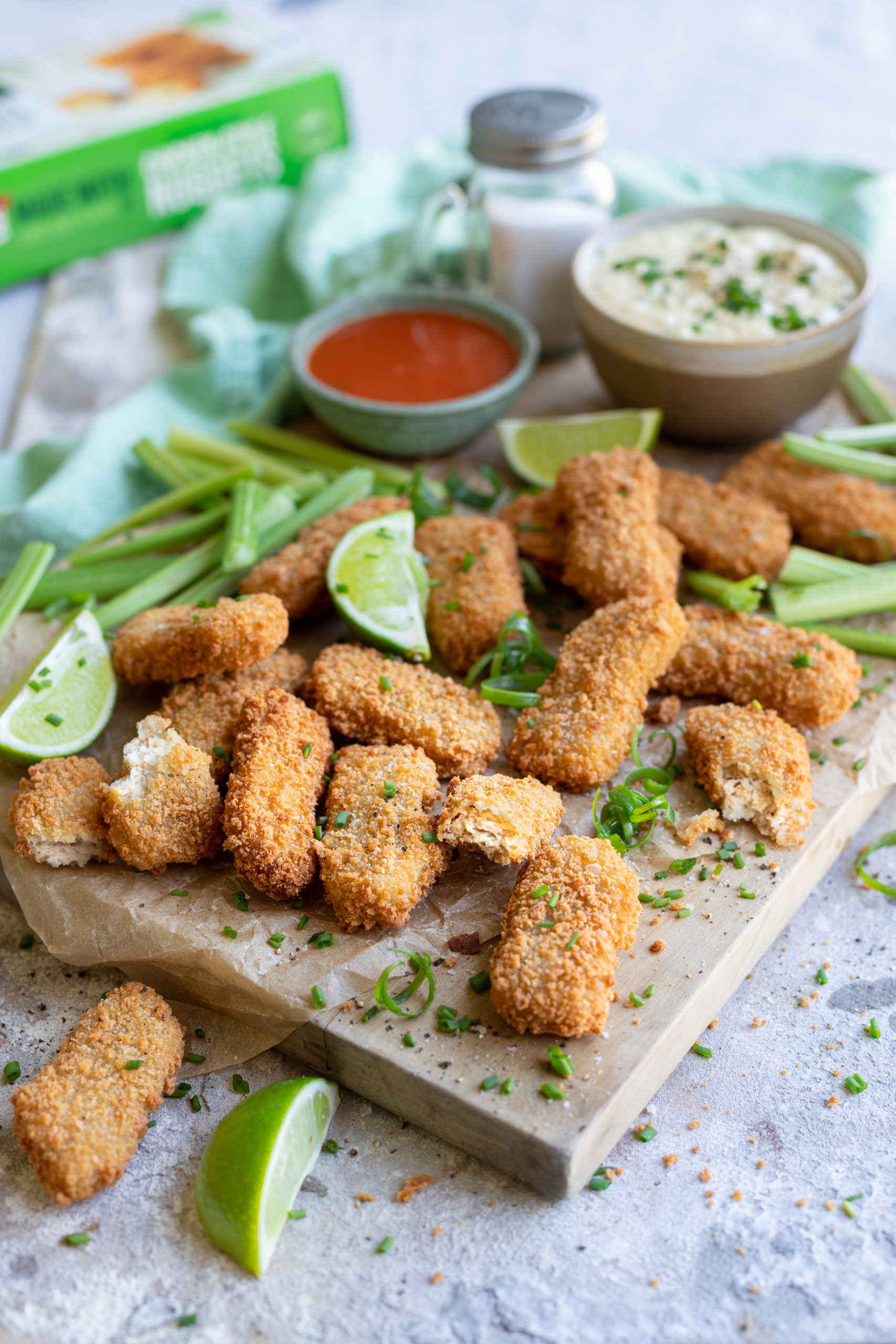 Buffalo Chick’n Nuggets with Vegan Blue Cheese Dip