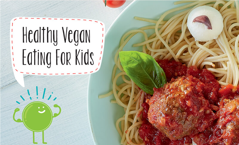 Vegan meat balls and spaghetti kids meal
