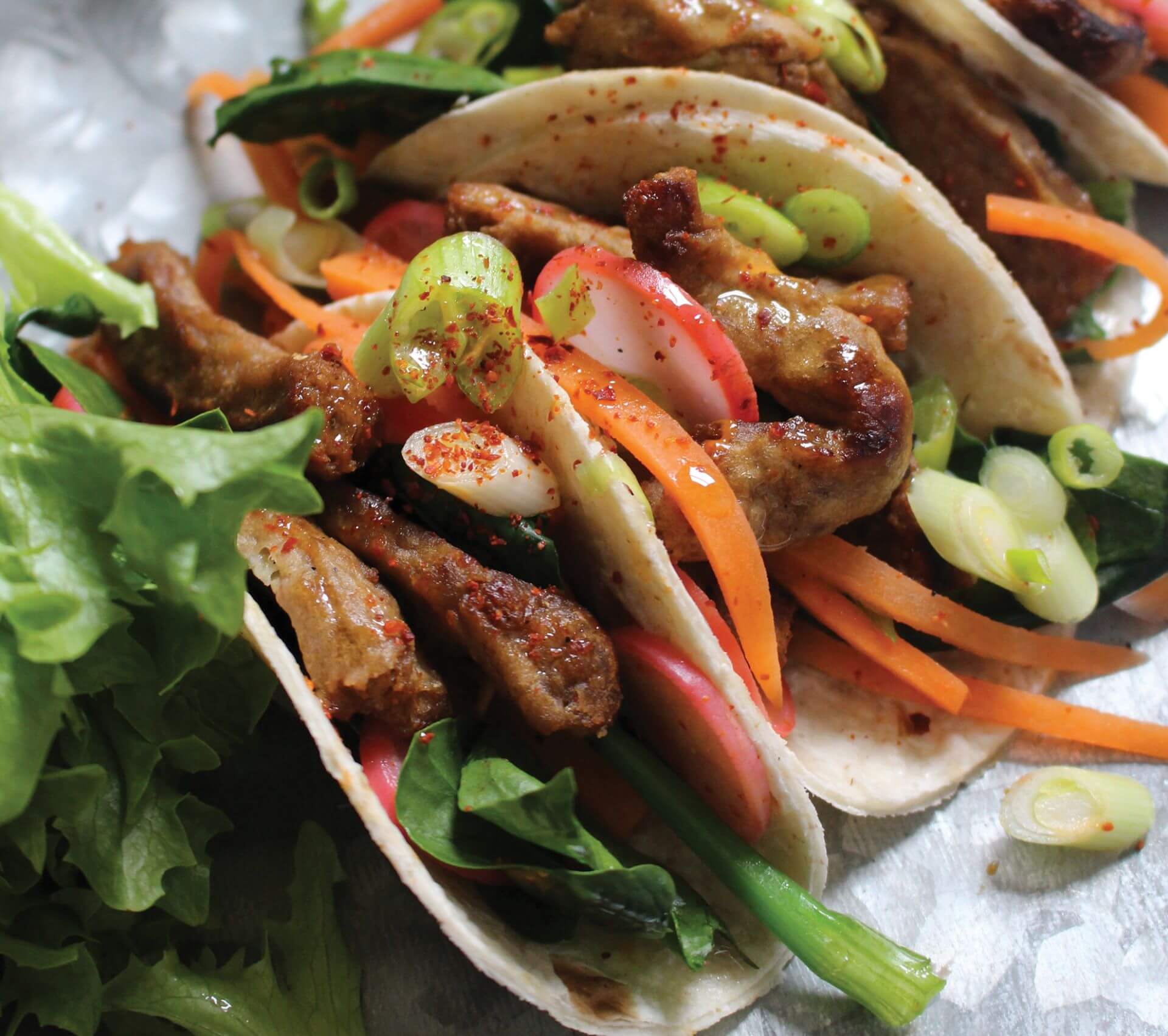 Korean BBQ Beef-Style Tacos with a Quick Pickled Salad 2019
